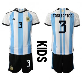 Baby Fußballbekleidung Argentinien Nicolas Tagliafico #3 Heimtrikot WM 2022 Kurzarm (+ kurze hosen)